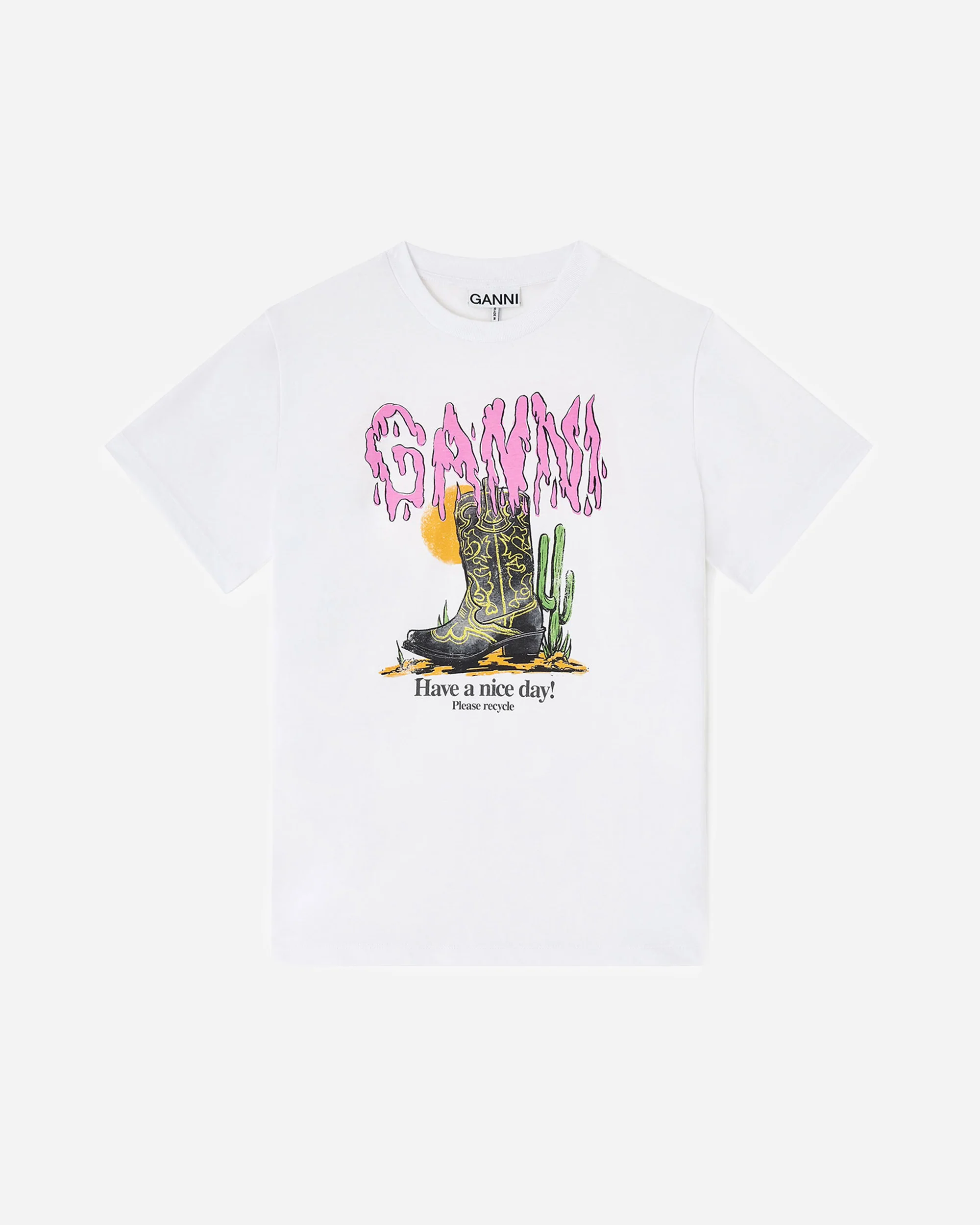 Basic Cotton Jersey T-shirt Boots Print
