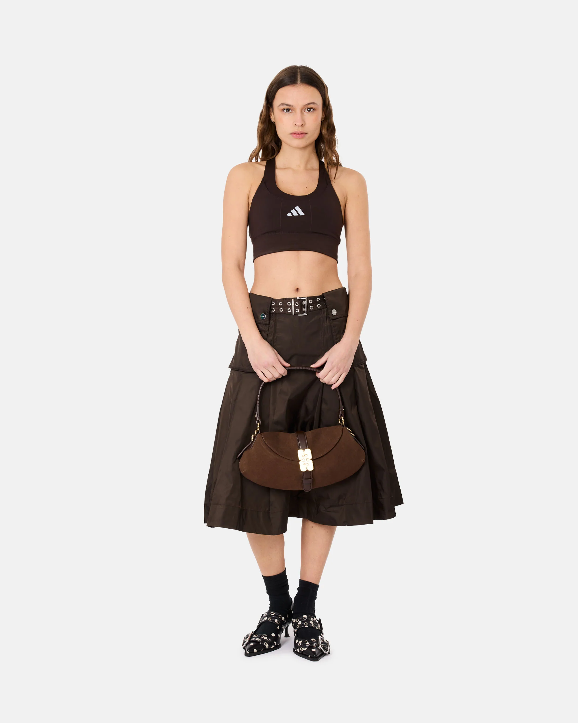 Duchesse Nylon Midi Pleated Pocket Skirt - Image 5