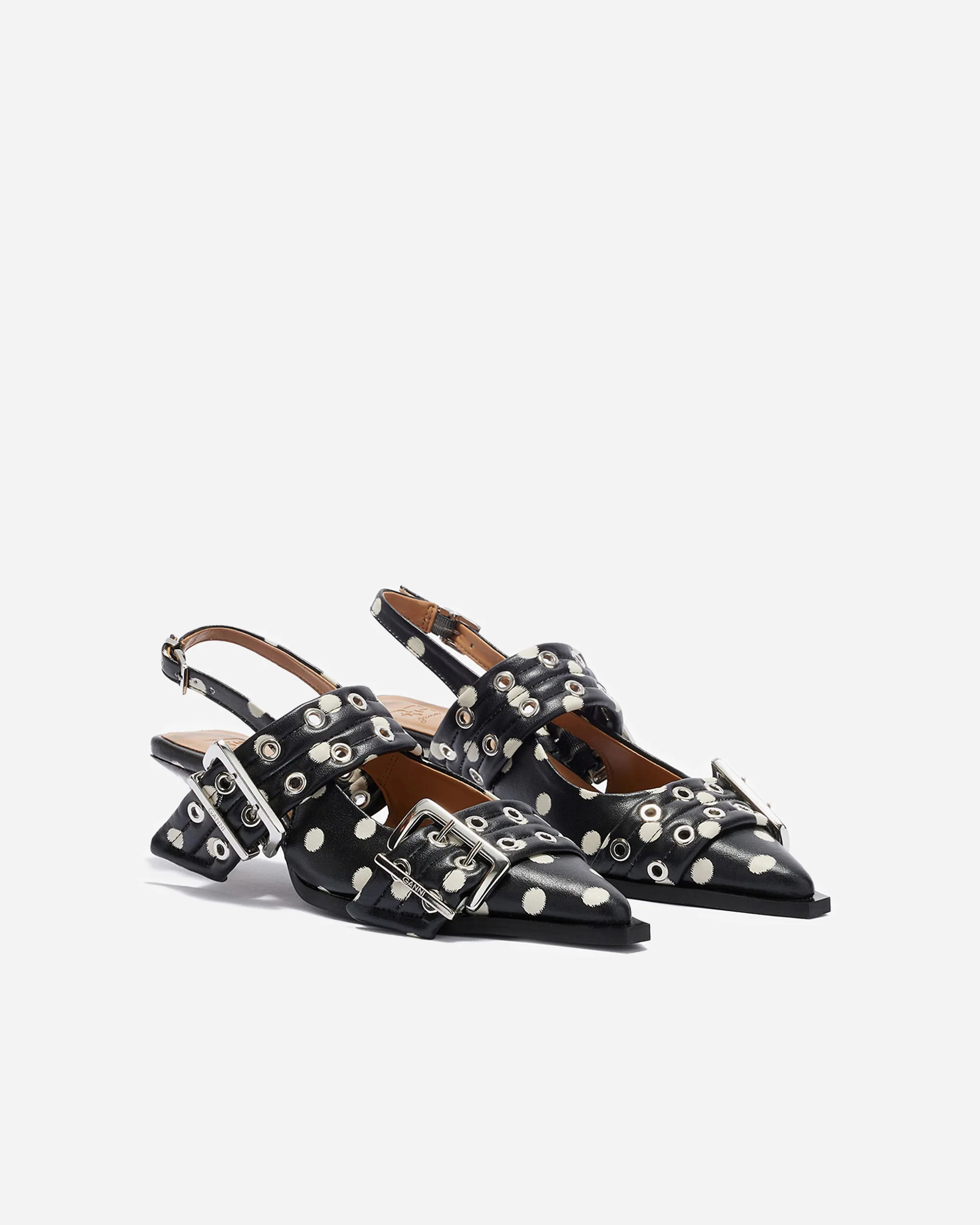 Feminine Buckle Kitten Heel Ikat Dots - Image 2