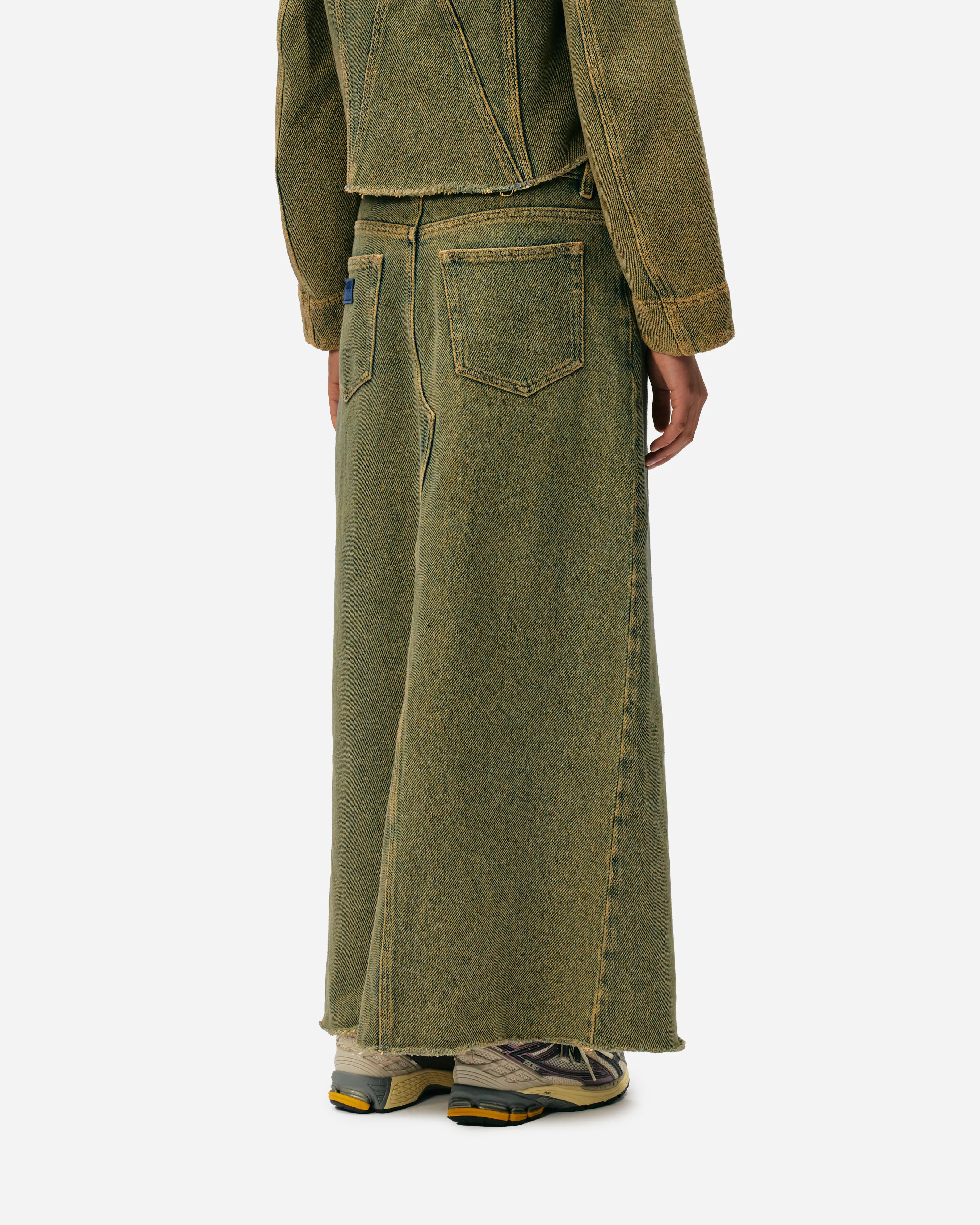 Overdyed Heavy Denim Maxi Skirt - Image 6