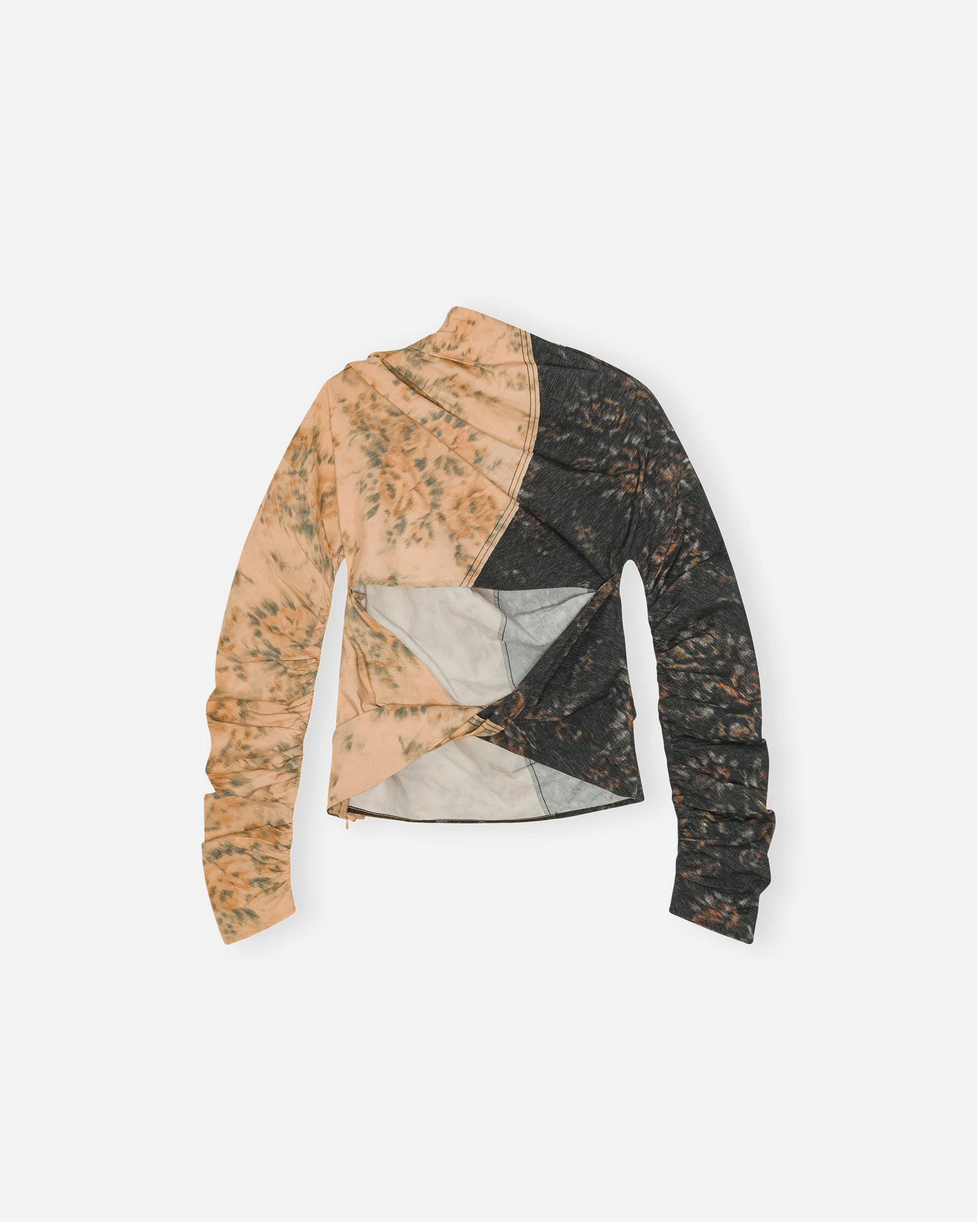 Printed Stretch Cotton Ruched Top - Image 3