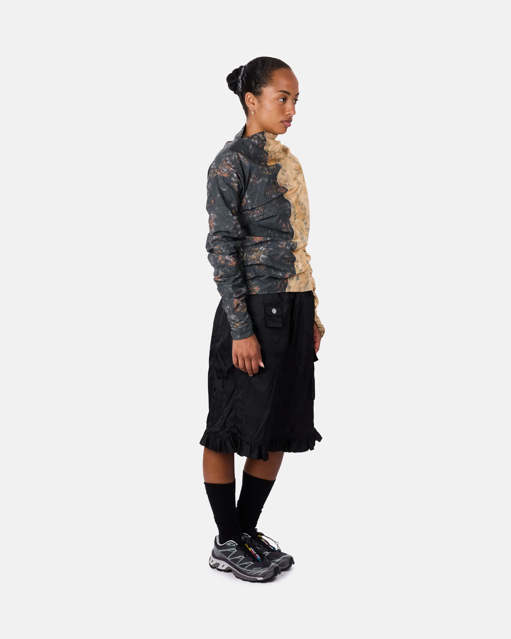 Printed Stretch Cotton Ruched Top - Image 4