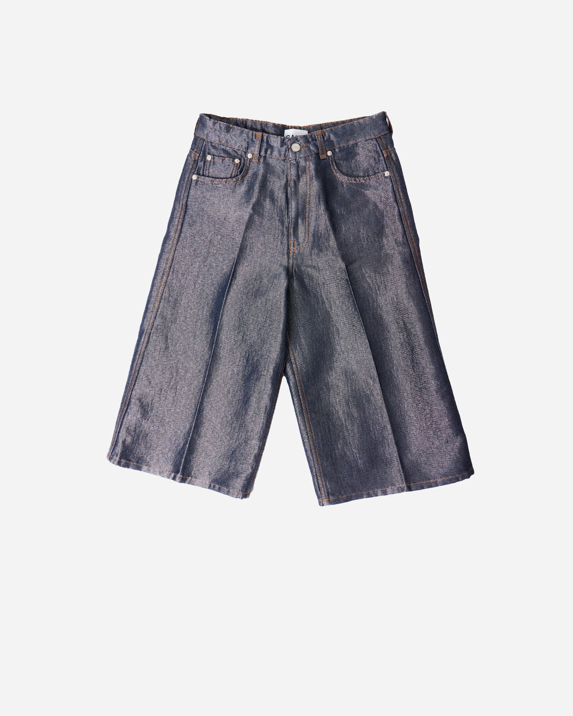 Shiny Weft Denim Shorts