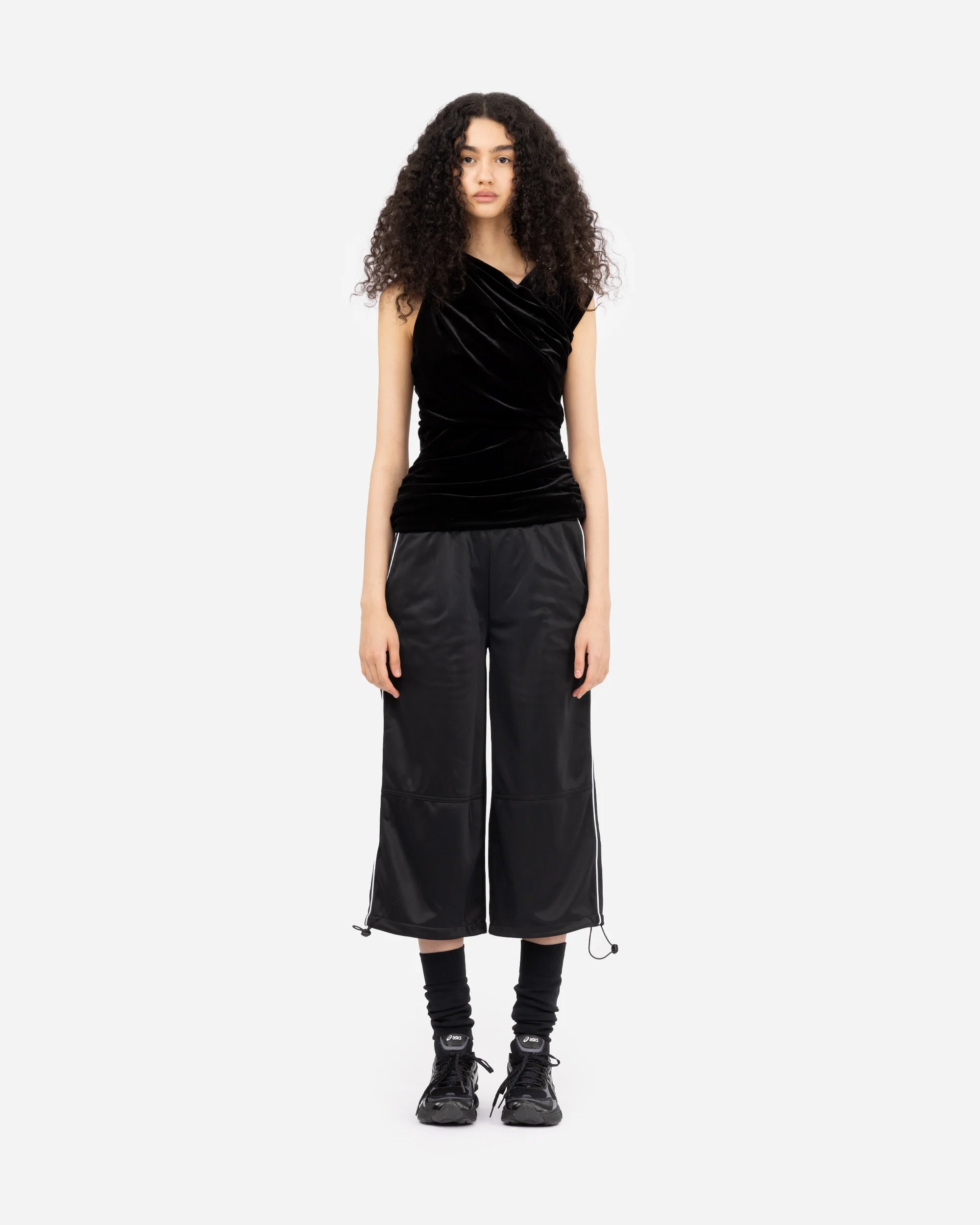 Velvet Jersey Ruched Crossover Blouse - Image 2